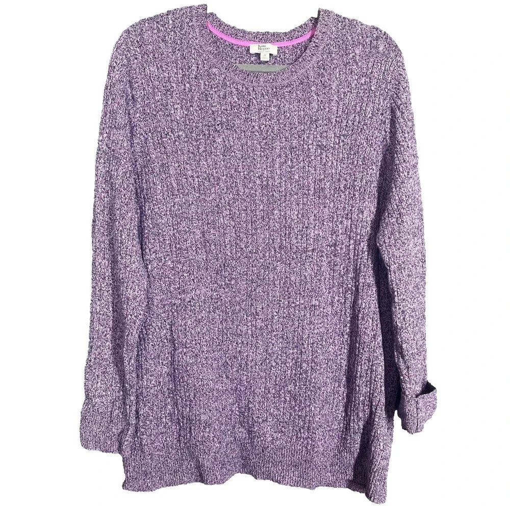 Kim Rogers Tunic Sweater Womens 2X Pink Cotton Cable Knit Pullover Casual Comfy